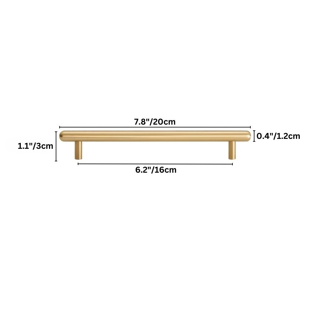 Brushed Brass Cabinet Knobs & Drawer Pull Bars, Modern Kitchen & Bedroom Hardware, Rounded Edges, Set of 2 Pieces, 0.9-8.8in