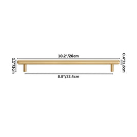Brushed Brass Cabinet Knobs & Drawer Pull Bars, Modern Kitchen & Bedroom Hardware, Rounded Edges, Set of 2 Pieces, 0.9-8.8in