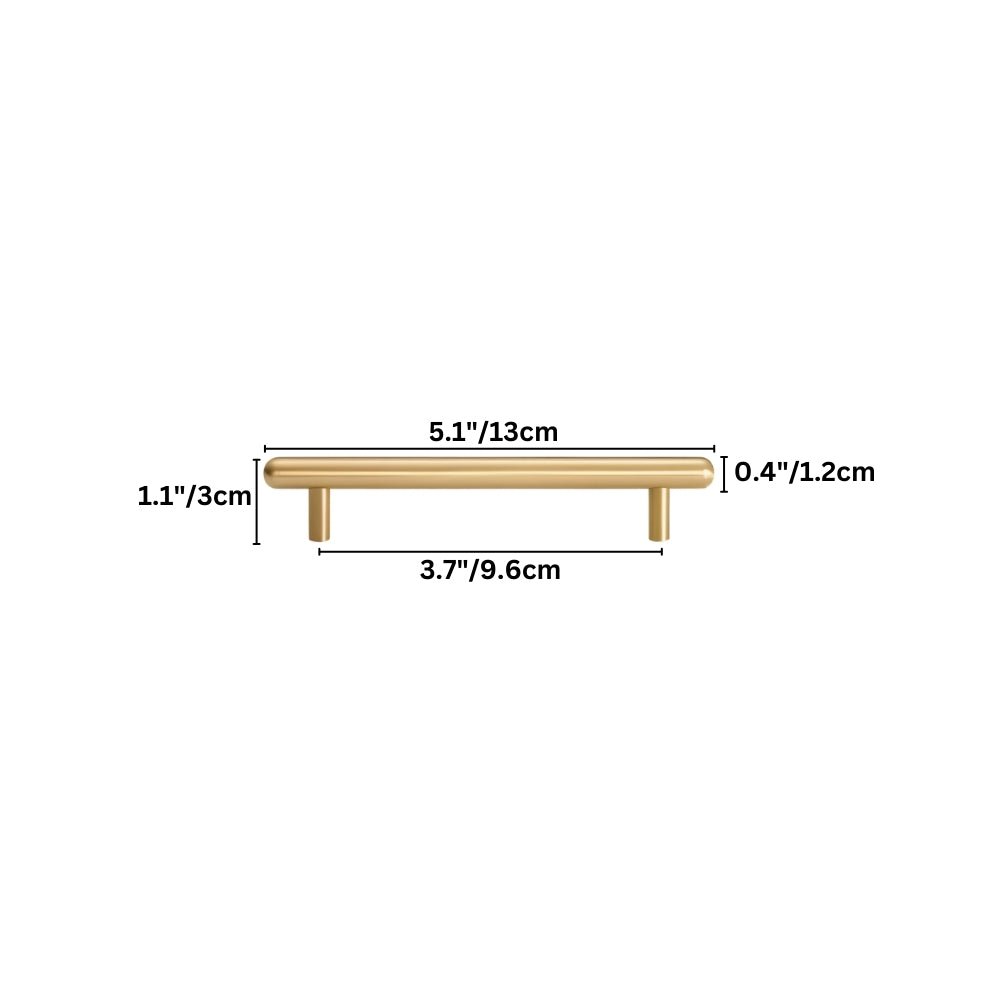 Brushed Brass Cabinet Knobs & Drawer Pull Bars, Modern Kitchen & Bedroom Hardware, Rounded Edges, Set of 2 Pieces, 0.9-8.8in