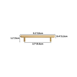 Brushed Brass Cabinet Knobs & Drawer Pull Bars, Modern Kitchen & Bedroom Hardware, Rounded Edges, Set of 2 Pieces, 0.9-8.8in
