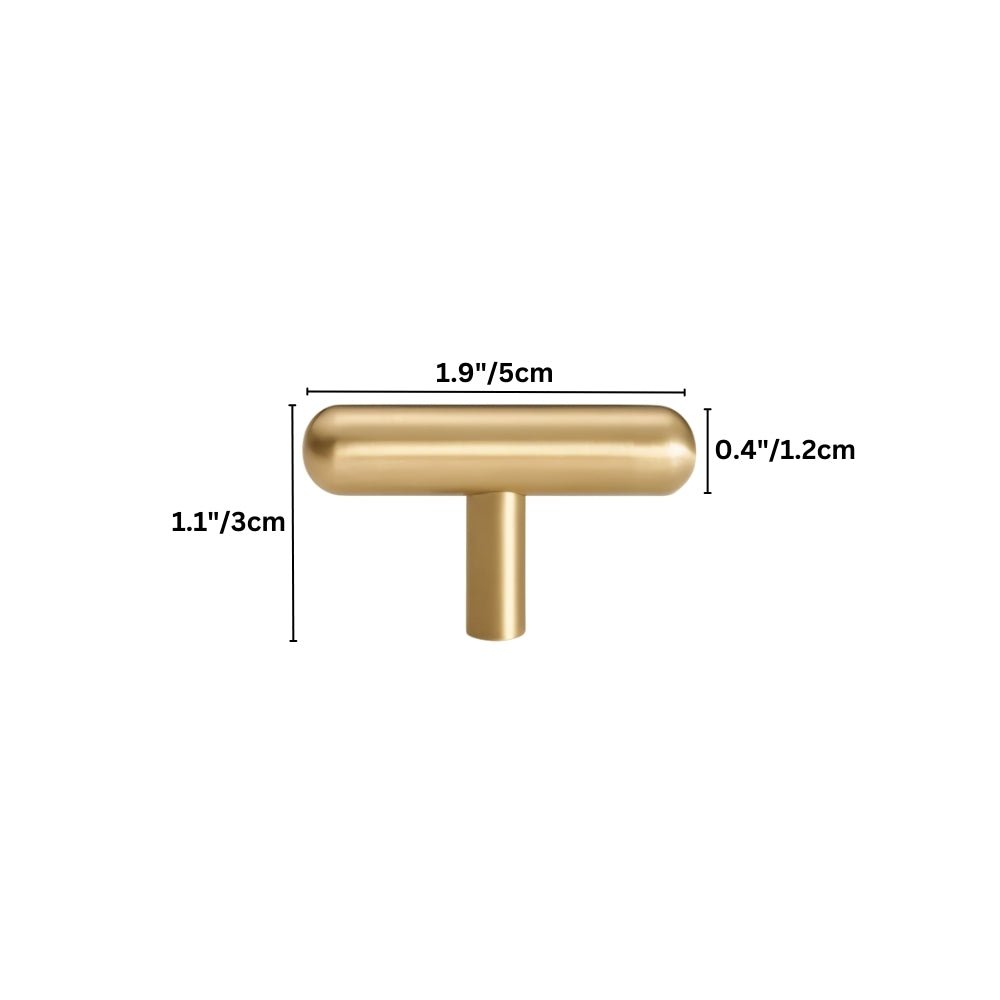 Brushed Brass Cabinet Knobs & Drawer Pull Bars, Modern Kitchen & Bedroom Hardware, Rounded Edges, Set of 2 Pieces, 0.9-8.8in