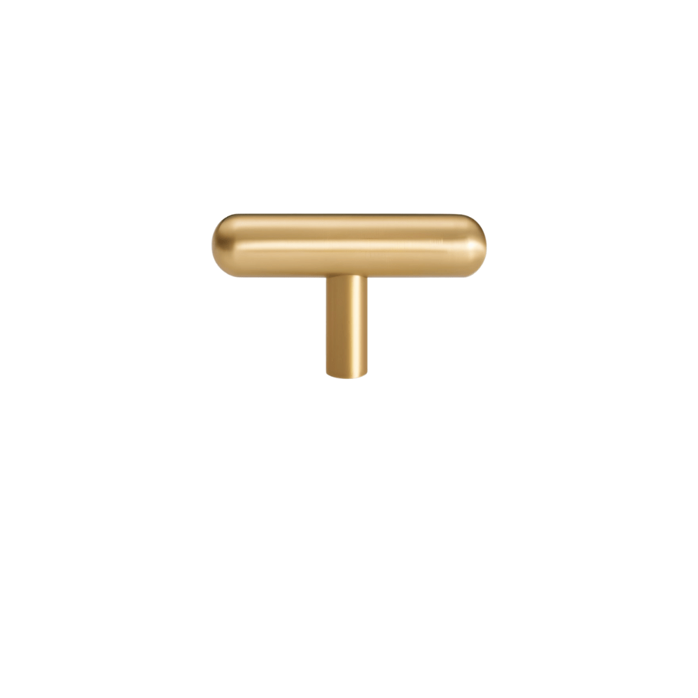 Brushed Brass Cabinet Knobs & Drawer Pull Bars, Modern Kitchen & Bedroom Hardware, Rounded Edges, Set of 2 Pieces, 0.9-8.8in