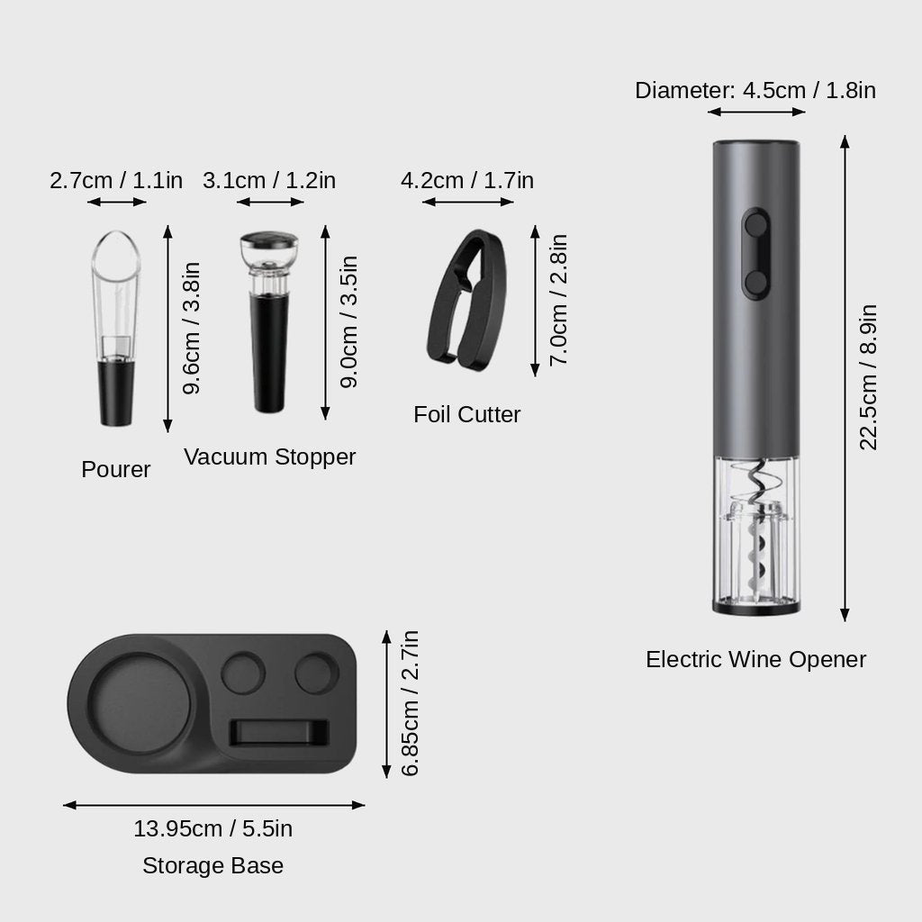 Electric Wine Opener, Automatic Corkscrew & Foil Cutter, 1 or 5 Piece Set