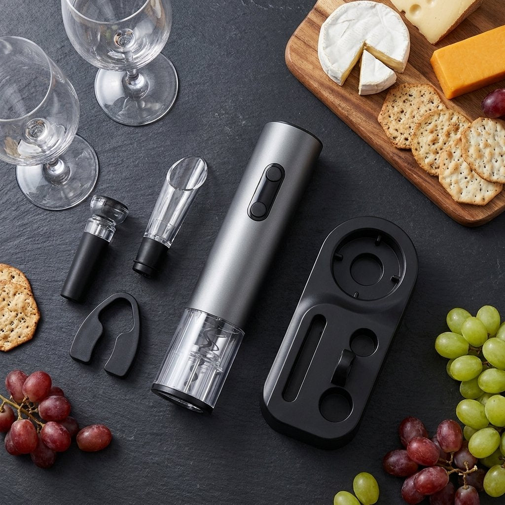 Electric Wine Opener, Automatic Corkscrew & Foil Cutter, 1 or 5 Piece Set