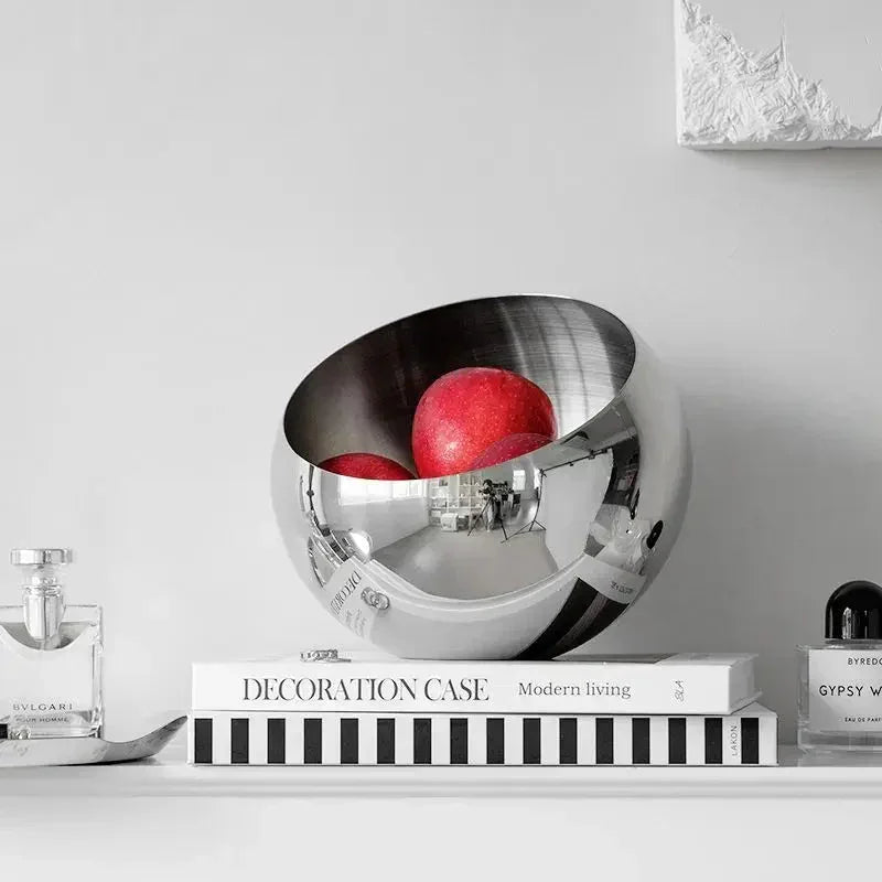 Stainless Steel Fruit Bowl, Modern Kitchen Counter Bowl, 3 Sizes, 5.3-8.3in