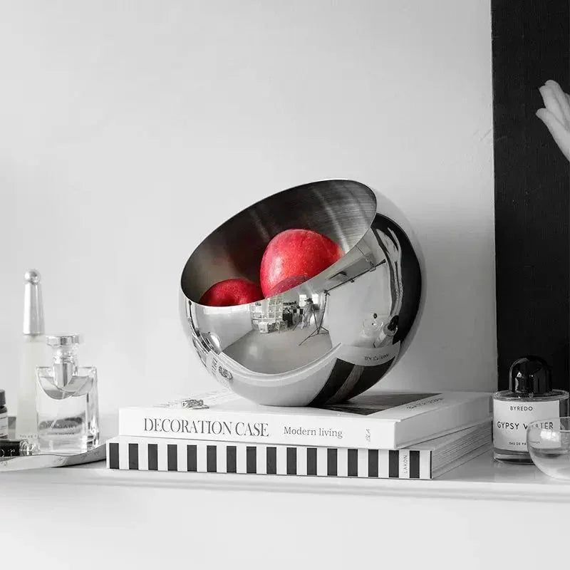 Stainless Steel Fruit Bowl, Modern Kitchen Counter Bowl, 3 Sizes, 5.3-8.3in