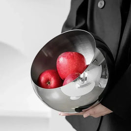 Stainless Steel Fruit Bowl, Modern Kitchen Counter Bowl, 3 Sizes, 5.3-8.3in
