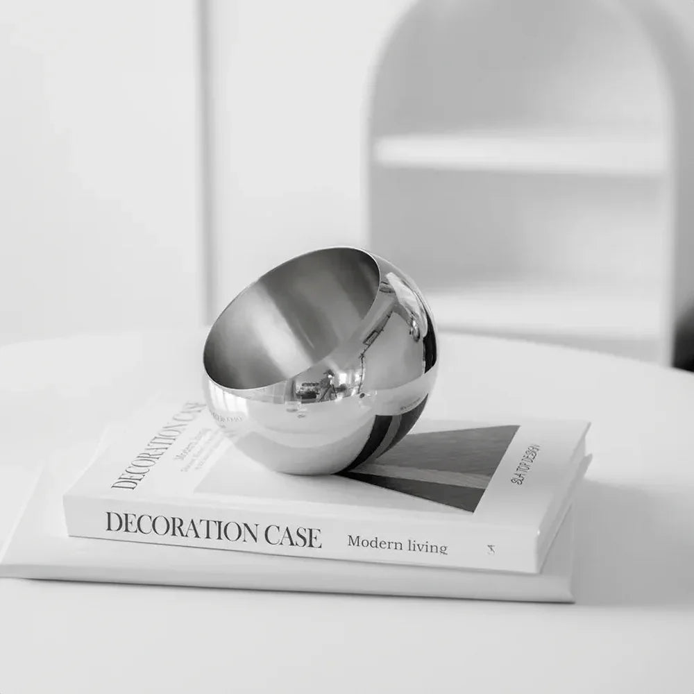 Stainless Steel Fruit Bowl, Modern Kitchen Counter Bowl, 3 Sizes, 5.3-8.3in