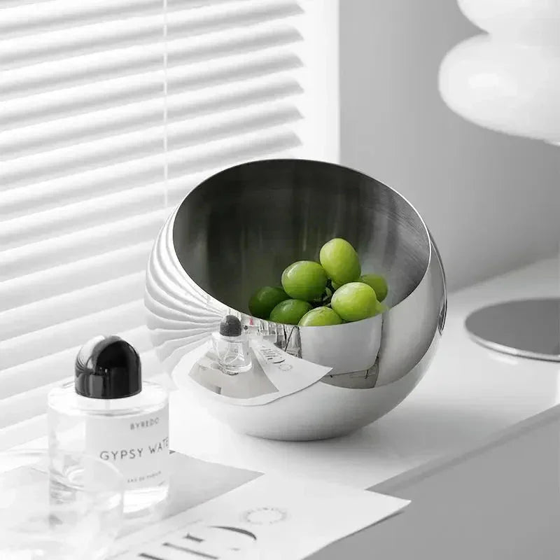 Stainless Steel Fruit Bowl, Modern Kitchen Counter Bowl, 3 Sizes, 5.3-8.3in