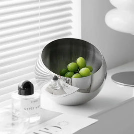 Stainless Steel Fruit Bowl, Modern Kitchen Counter Bowl, 3 Sizes, 5.3-8.3in