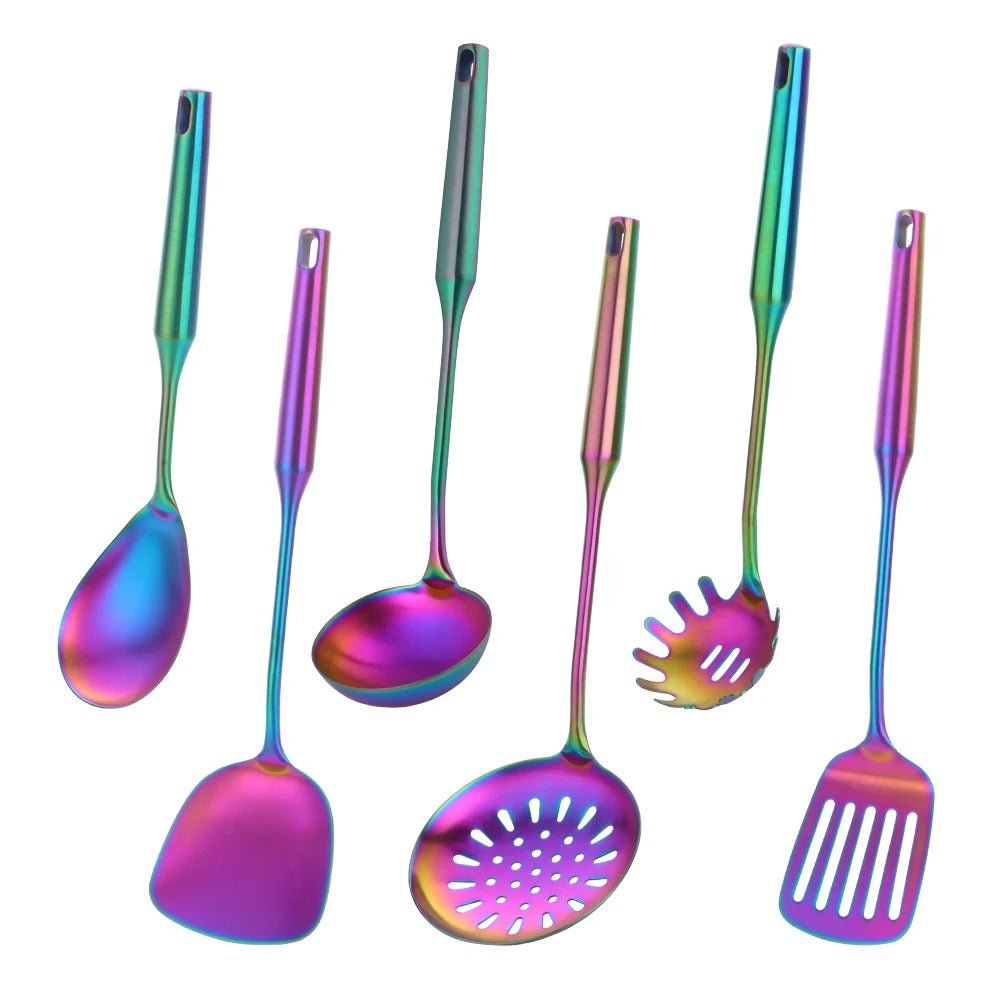 ELKE: RVS Keukengerei – 7-delige Set met Metallic Afwerking - Volsani