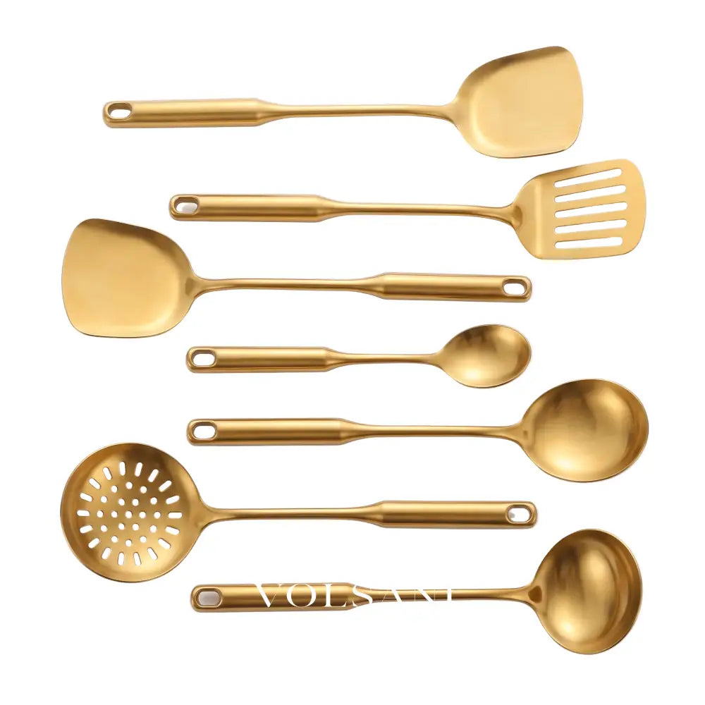 ELKE: RVS Keukengerei – 7-delige Set met Metallic Afwerking - Volsani