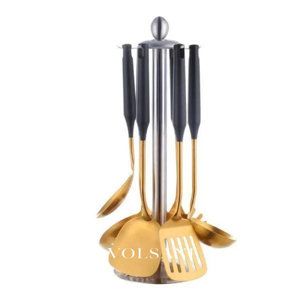 ELKE: RVS Keukengerei – 7-delige Set met Metallic Afwerking - Volsani