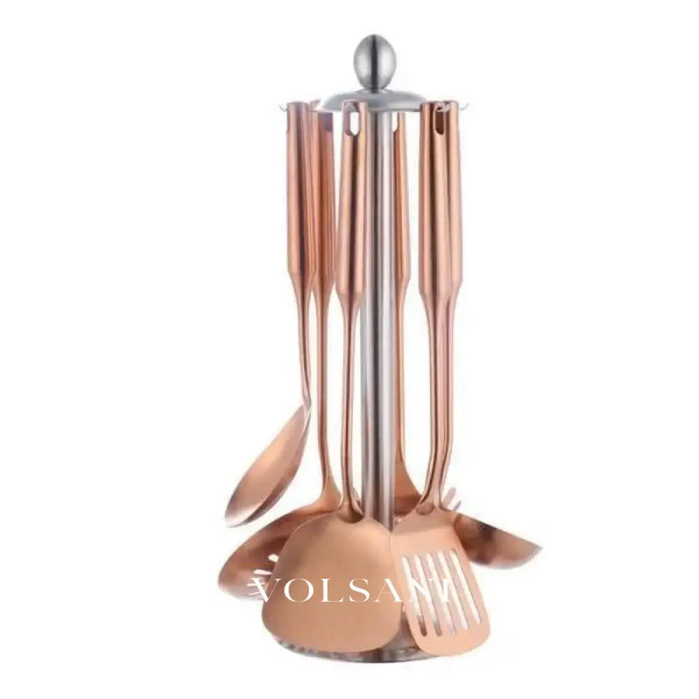 ELKE: RVS Keukengerei – 7-delige Set met Metallic Afwerking - Volsani