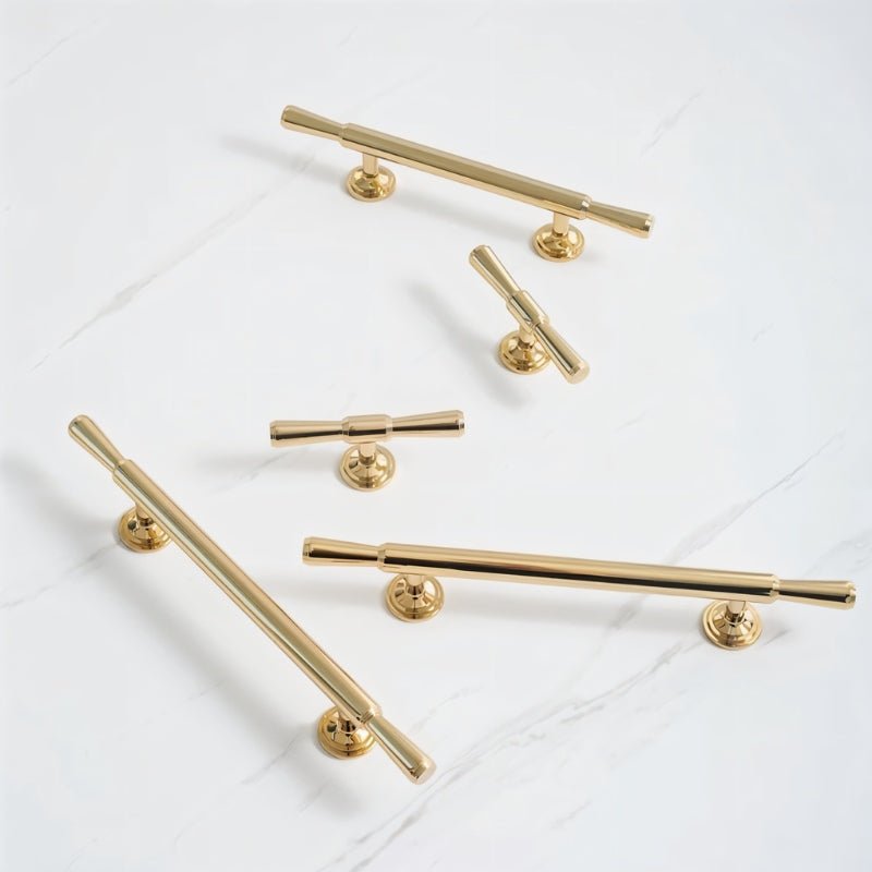 Knob & T-Bar Cabinet Pulls, Modern Kitchen & Dresser Hardware, Gold-Tone Finish, Set of 2 in 6 Sizes, 1.2-8.8in