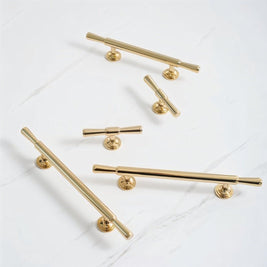 Knob & T-Bar Cabinet Pulls, Modern Kitchen & Dresser Hardware, Gold-Tone Finish, Set of 2 in 6 Sizes, 1.2-8.8in