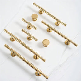 Knob & T-Bar Cabinet Pulls, Modern Kitchen & Dresser Hardware, Gold-Tone Finish, Set of 2 in 6 Sizes, 1.2-8.8in