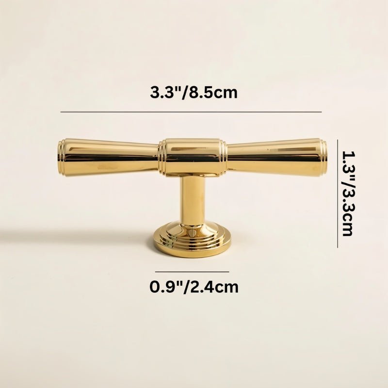 Knob & T-Bar Cabinet Pulls, Modern Kitchen & Dresser Hardware, Gold-Tone Finish, Set of 2 in 6 Sizes, 1.2-8.8in