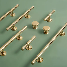 Knob & T-Bar Cabinet Pulls, Modern Kitchen & Dresser Hardware, Gold-Tone Finish, Set of 2 in 6 Sizes, 1.2-8.8in