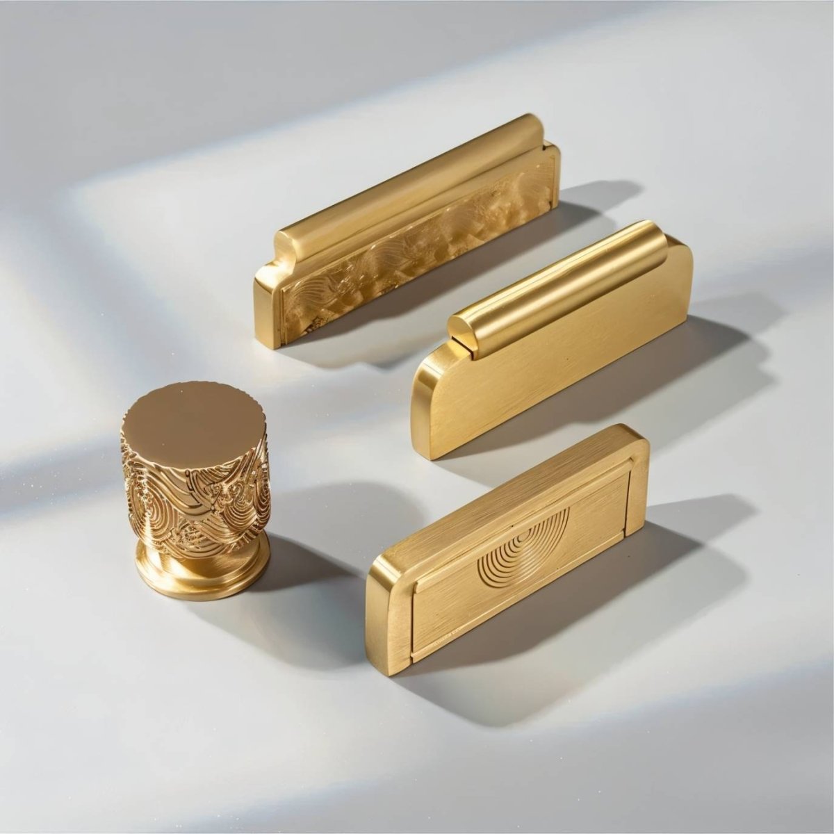 Textured Brass Cabinet Knobs & Drawer Pulls, Modern Kitchen & Wardrobe Hardware, Two Bar Profiles, Set of 2 Pieces, 0.9-2.5in