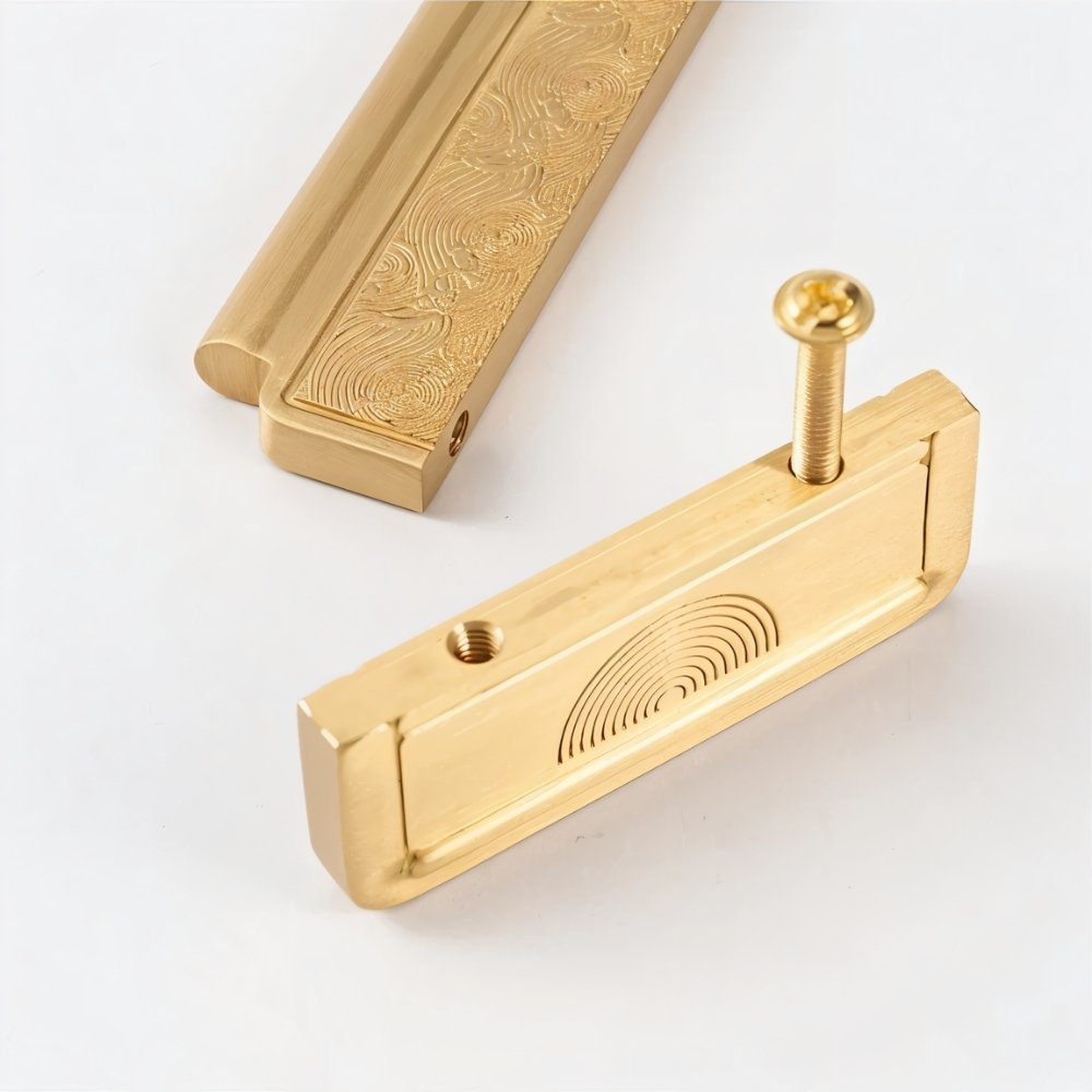 Textured Brass Cabinet Knobs & Drawer Pulls, Modern Kitchen & Wardrobe Hardware, Two Bar Profiles, Set of 2 Pieces, 0.9-2.5in