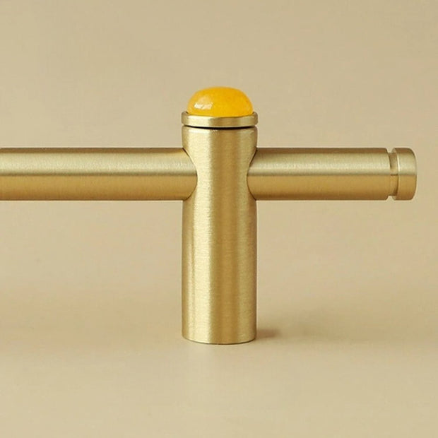 Jade & Brass Drawer Pull Bars, Modern Kitchen & Cabinet Hardware, Natural Stone Variation, Set of 2 in 5 Colors, 6.3-20.5in