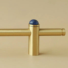 Jade & Brass Drawer Pull Bars, Modern Kitchen & Cabinet Hardware, Natural Stone Variation, Set of 2 in 5 Colors, 6.3-20.5in