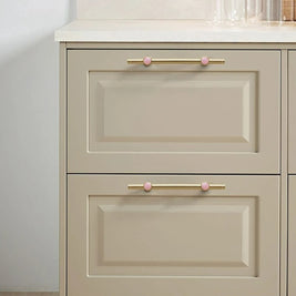Jade & Brass Drawer Pull Bars, Modern Kitchen & Cabinet Hardware, Natural Stone Variation, Set of 2 in 5 Colors, 6.3-20.5in