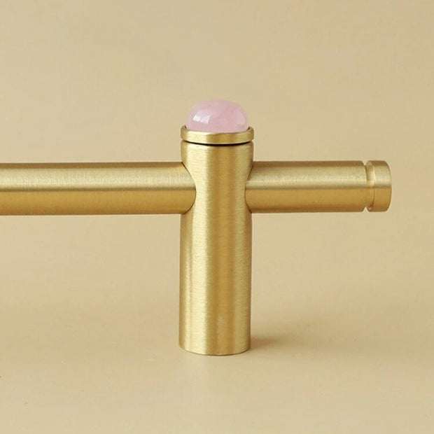 Jade & Brass Drawer Pull Bars, Modern Kitchen & Cabinet Hardware, Natural Stone Variation, Set of 2 in 5 Colors, 6.3-20.5in