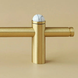 Jade & Brass Drawer Pull Bars, Modern Kitchen & Cabinet Hardware, Natural Stone Variation, Set of 2 in 5 Colors, 6.3-20.5in