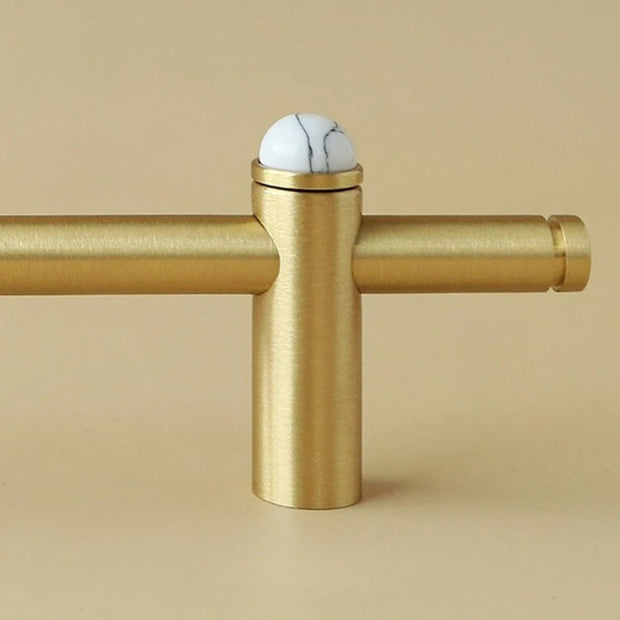 Jade & Brass Drawer Pull Bars, Modern Kitchen & Cabinet Hardware, Natural Stone Variation, Set of 2 in 5 Colors, 6.3-20.5in