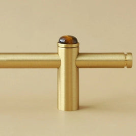 Jade & Brass Drawer Pull Bars, Modern Kitchen & Cabinet Hardware, Natural Stone Variation, Set of 2 in 5 Colors, 6.3-20.5in