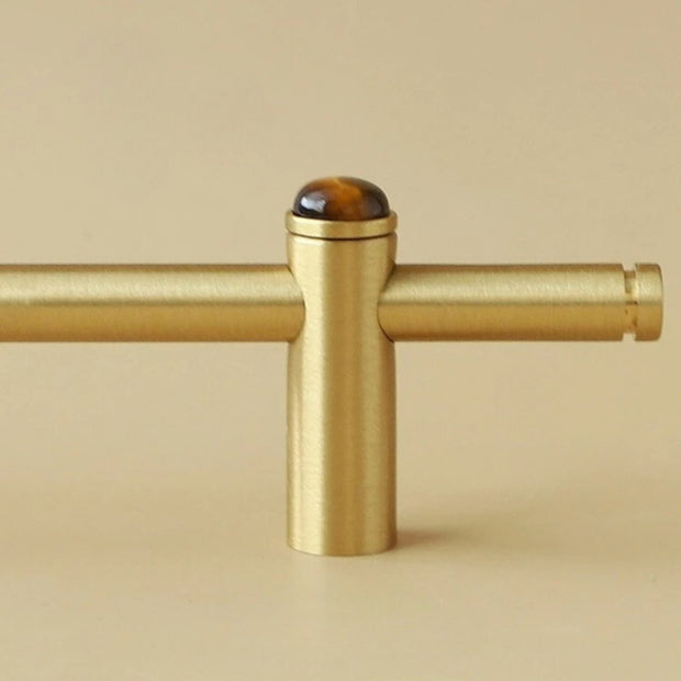 Jade & Brass Drawer Pull Bars, Modern Kitchen & Cabinet Hardware, Natural Stone Variation, Set of 2 in 5 Colors, 6.3-20.5in