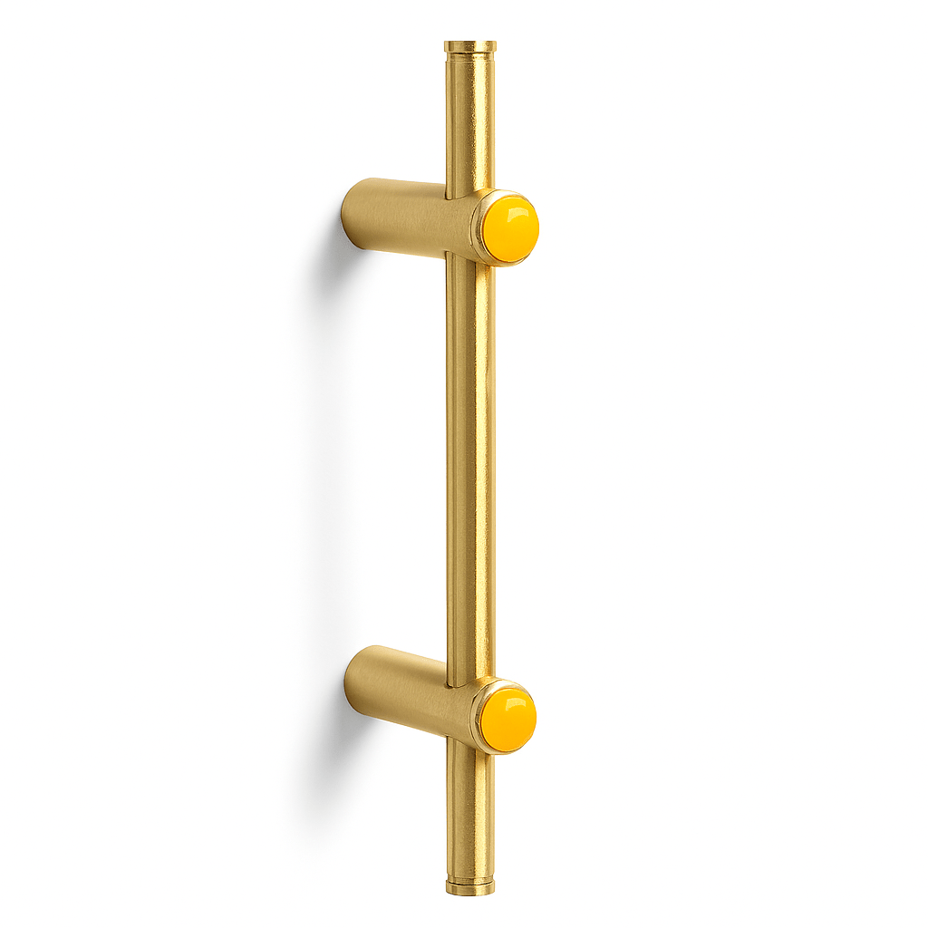 Jade & Brass Drawer Pull Bars, Modern Kitchen & Cabinet Hardware, Natural Stone Variation, Set of 2 in 5 Colors, 6.3-20.5in