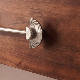 Brass Fan-Shaped Cabinet Knobs & Drawer Pulls, Vintage Kitchen & Dresser Hardware, Brass or Chrome, Set of 2, 2-7.6in