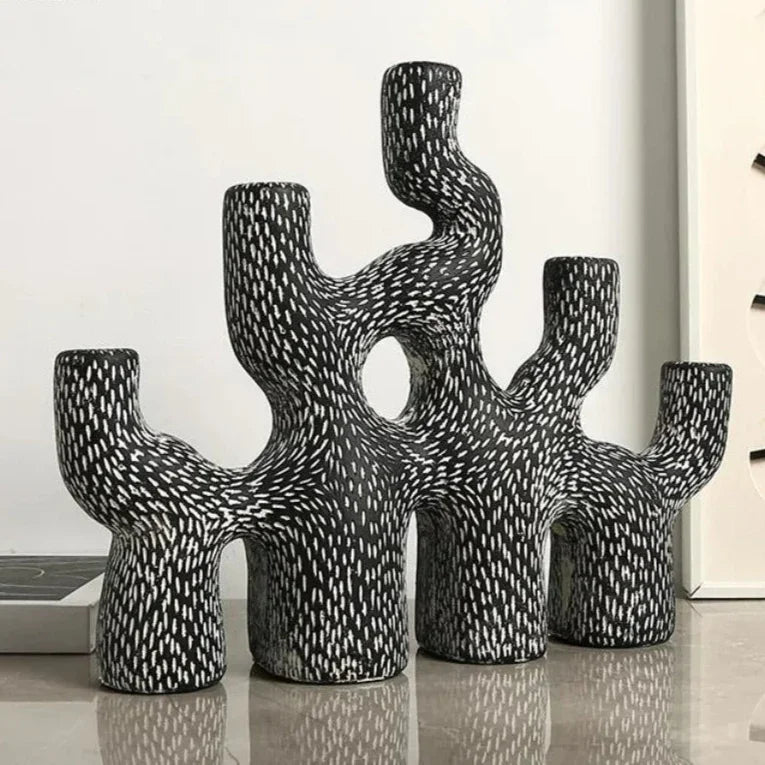 Cement Coral Candle Holder, Abstract Candlestick Stand, Textured, 11-14in