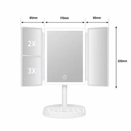FEMKE: Opvouwbare Make-upspiegel – Drieluik met LED & 2x/3x Vergroting - Volsani