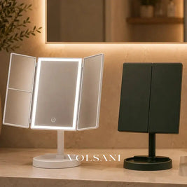 FEMKE: Opvouwbare Make-upspiegel – Drieluik met LED & 2x/3x Vergroting - Volsani