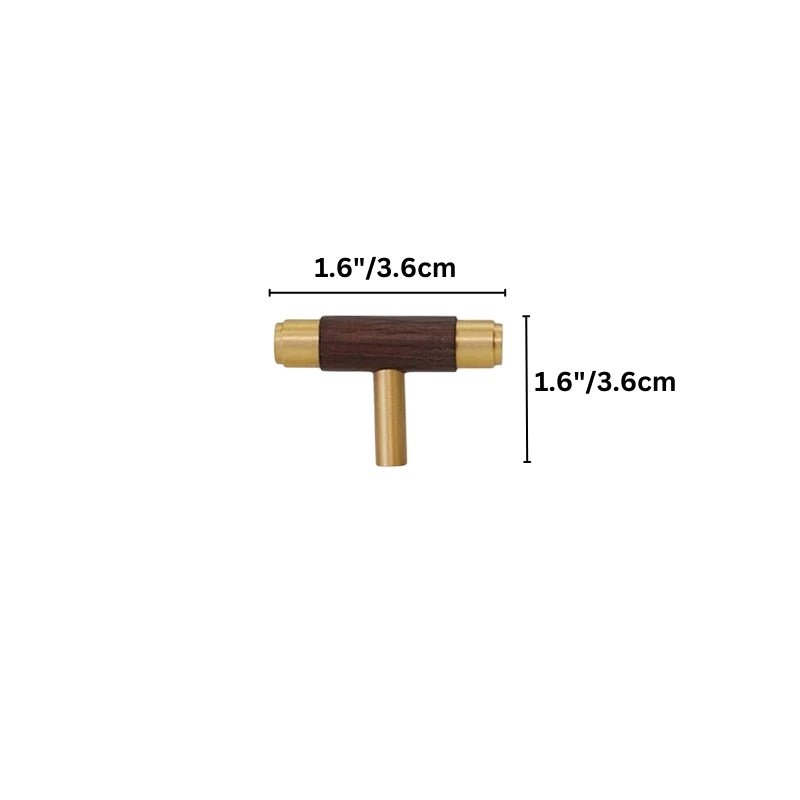 Solid Brass & Wood Cabinet Knobs & Pull Bars, Modern Kitchen & Wardrobe Hardware, Cylindrical Caps, Set of 2, 1.6-6.2in