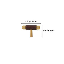 Solid Brass & Wood Cabinet Knobs & Pull Bars, Modern Kitchen & Wardrobe Hardware, Cylindrical Caps, Set of 2, 1.6-6.2in
