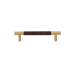 Solid Brass & Wood Cabinet Knobs & Pull Bars, Modern Kitchen & Wardrobe Hardware, Cylindrical Caps, Set of 2, 1.6-6.2in