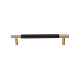 Solid Brass & Wood Cabinet Knobs & Pull Bars, Modern Kitchen & Wardrobe Hardware, Cylindrical Caps, Set of 2, 1.6-6.2in