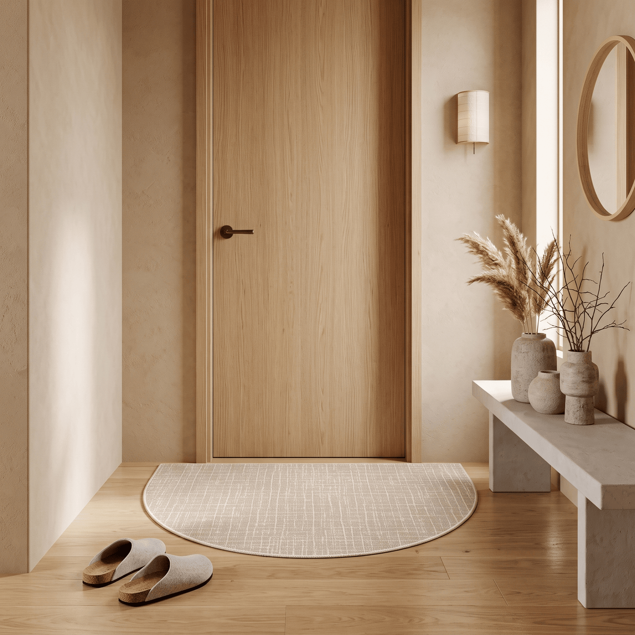 FLEUR: Halfronde Deurmat – Antislip Entreemat - Volsani