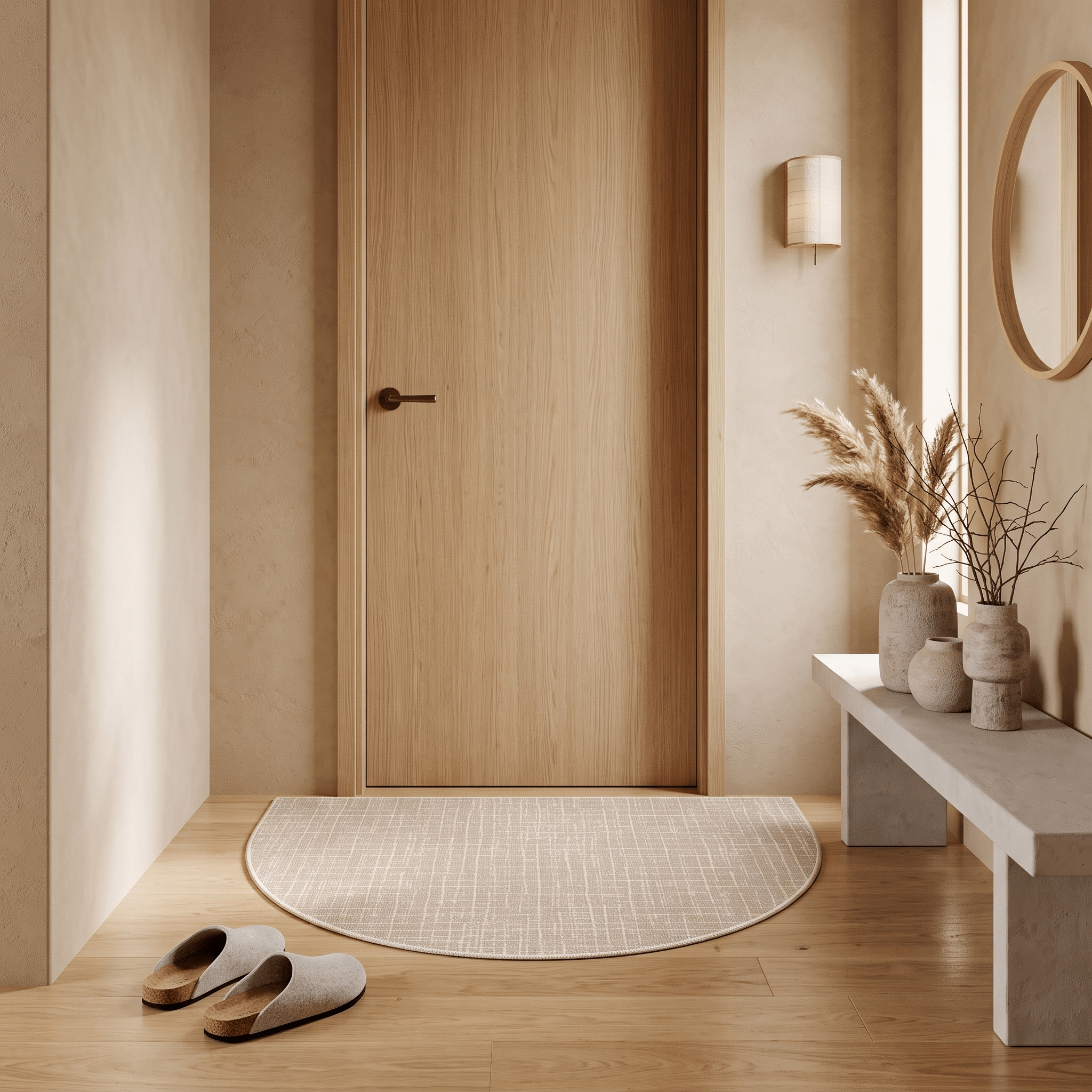 FLEUR: Halfronde Deurmat – Antislip Entreemat - Volsani
