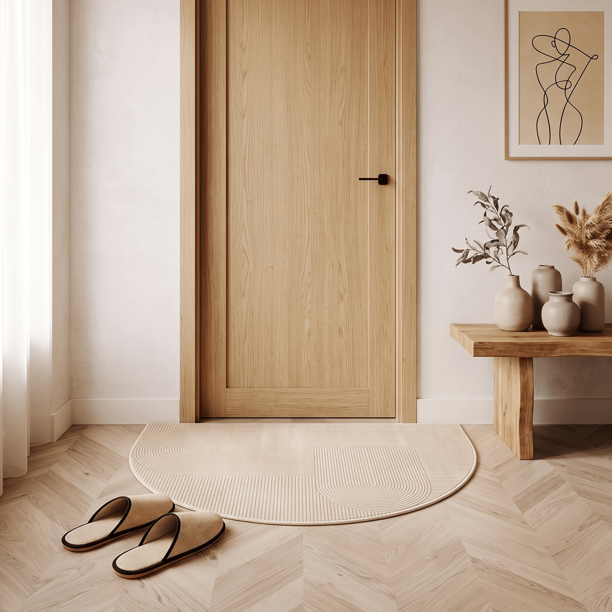 FLEUR: Halfronde Deurmat – Antislip Entreemat - Volsani