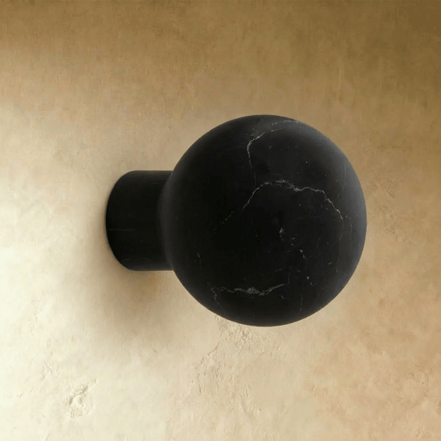 Natural Marble Cabinet Knobs, Minimalist Kitchen & Dresser Hardware, White & Black Marble, Set of 2, 1-1.6in