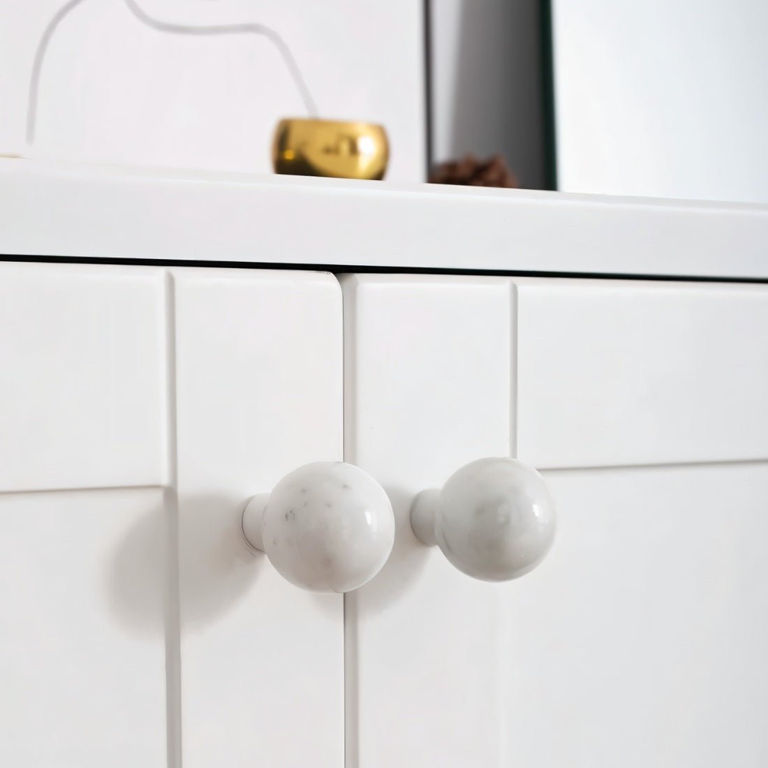 Natural Marble Cabinet Knobs, Minimalist Kitchen & Dresser Hardware, White & Black Marble, Set of 2, 1-1.6in