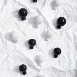 Natural Marble Cabinet Knobs, Minimalist Kitchen & Dresser Hardware, White & Black Marble, Set of 2, 1-1.6in