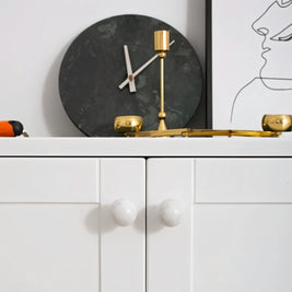 Natural Marble Cabinet Knobs, Minimalist Kitchen & Dresser Hardware, White & Black Marble, Set of 2, 1-1.6in