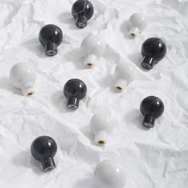 Natural Marble Cabinet Knobs, Minimalist Kitchen & Dresser Hardware, White & Black Marble, Set of 2, 1-1.6in